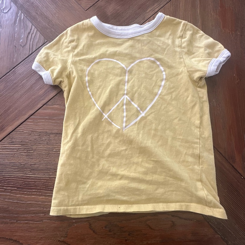 Cotton On Yellow Kids Tee with Peace Heart Design